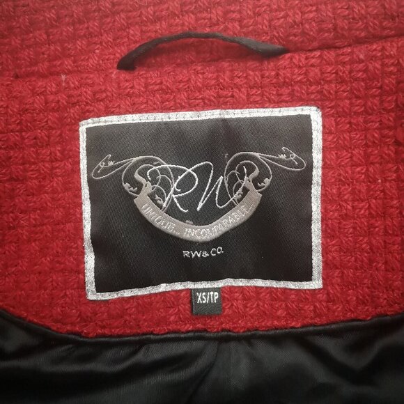 RW&CO. Ladies Size XS Red Lined Button Front Removable Hood Jacket - Picture 3 of 11